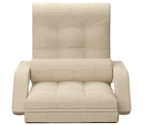 vidaXL Cadeira de chão dobrável c/ função de cama tecido cor creme