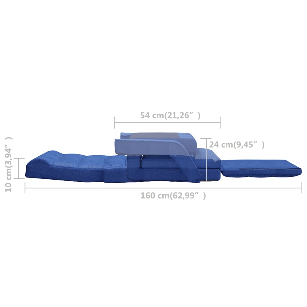 Kék összecsukható szövet matracszék ágyfunkcióval 