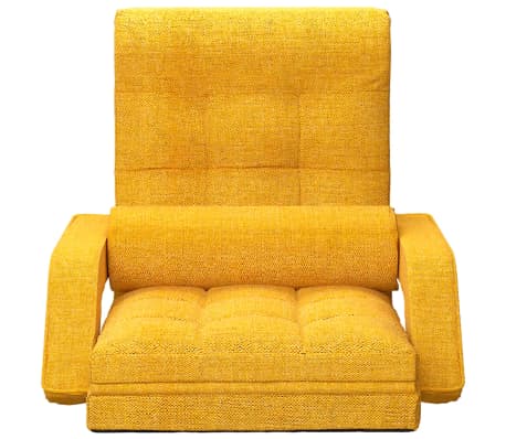 vidaXL Zložljiv talni stol z ležiščem gorčično rumeno blago
