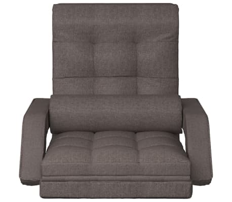 vidaXL Cadeira chão dobrável + função de cama tecido cinza-acastanhado