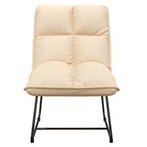 vidaXL Poilsio kėdė su metaliniu rėmu, kreminės spalvos, aksomas
