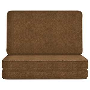 vidaXL Colch&atilde;o dobr&aacute;vel tecido castanho