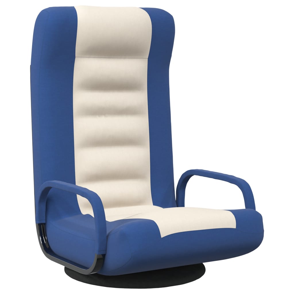 Image of vidaXL Swivel Floor Chair Blue and Cream Fabric