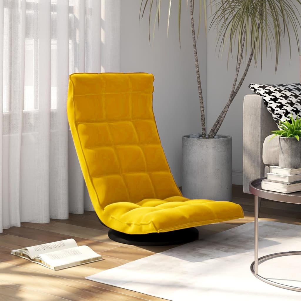 Ant grindų pastatoma pasukama kėdė, geltonos spalvos, aksomas | Stepinfit.lt