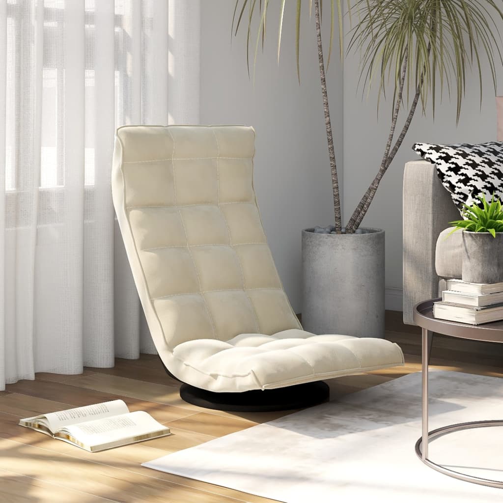 Ant grindų pastatoma pasukama kėdė, kreminės spalvos, aksomas | Stepinfit.lt