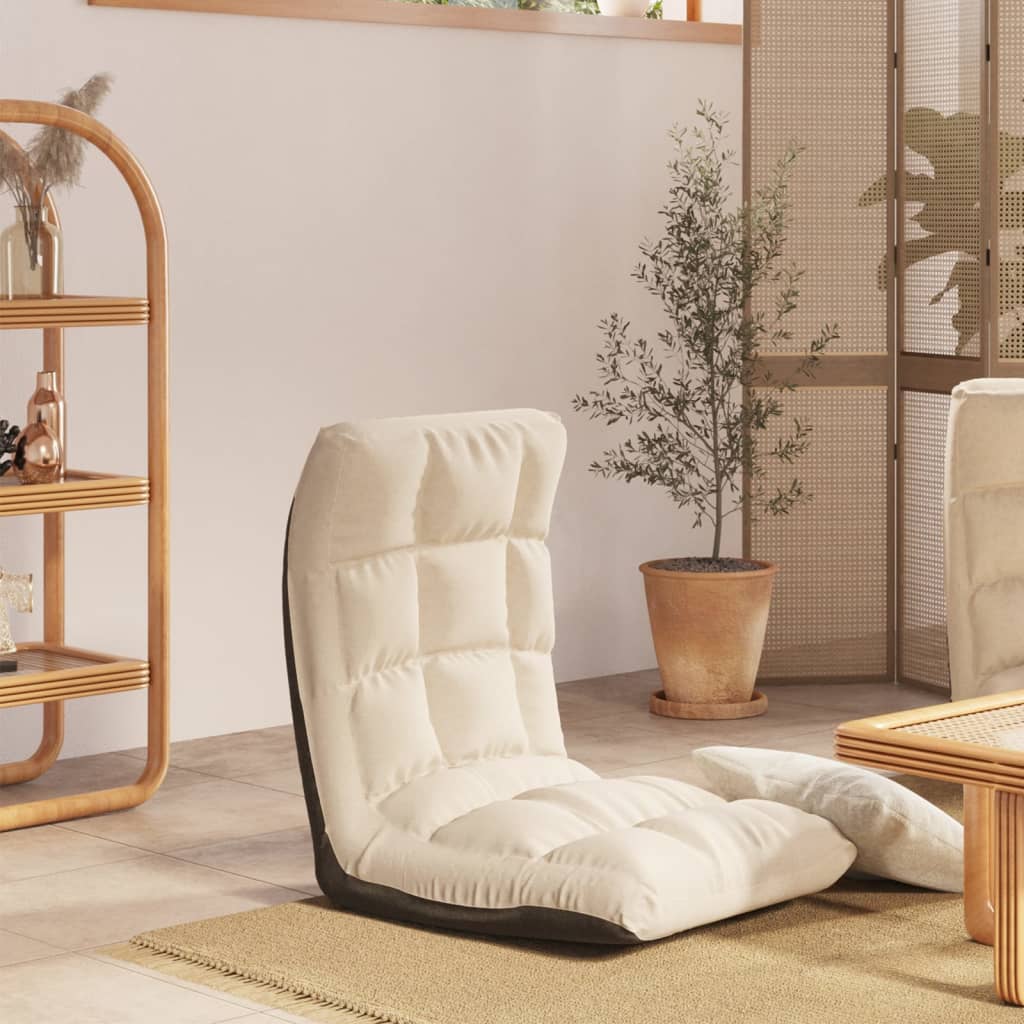 vidaXL Scaun de podea pliabil, crem, material textil vidaxl.ro