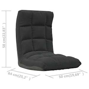 Skládací lenoška na podlahu černá textil - obrázek 10