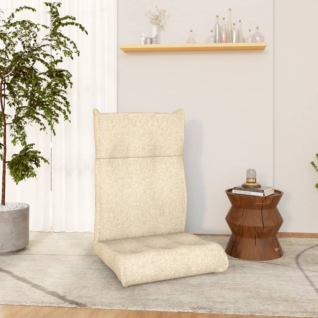 vidaXL Scaun de podea pliabil, crem, material textil vidaxl.ro