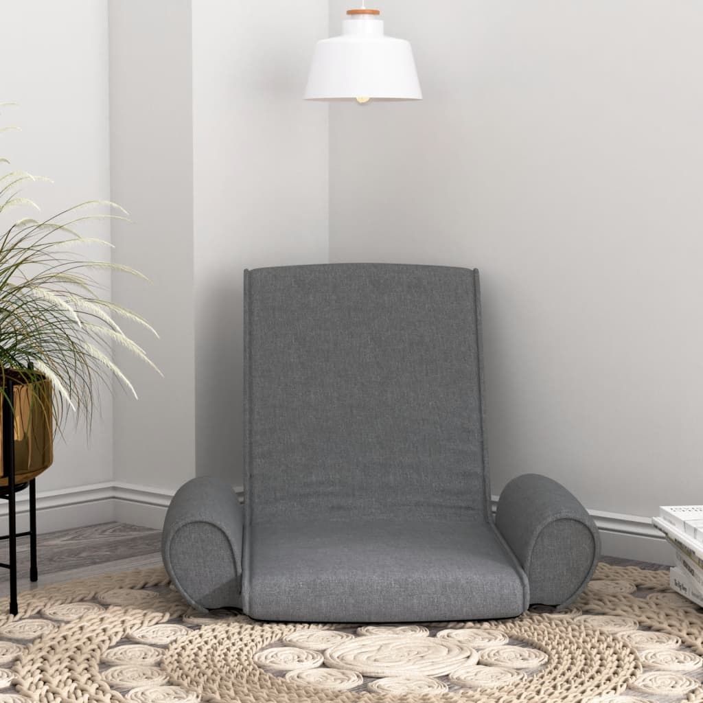 vidaXL Scaun de podea pliabil, gri deschis, material textil vidaxl.ro