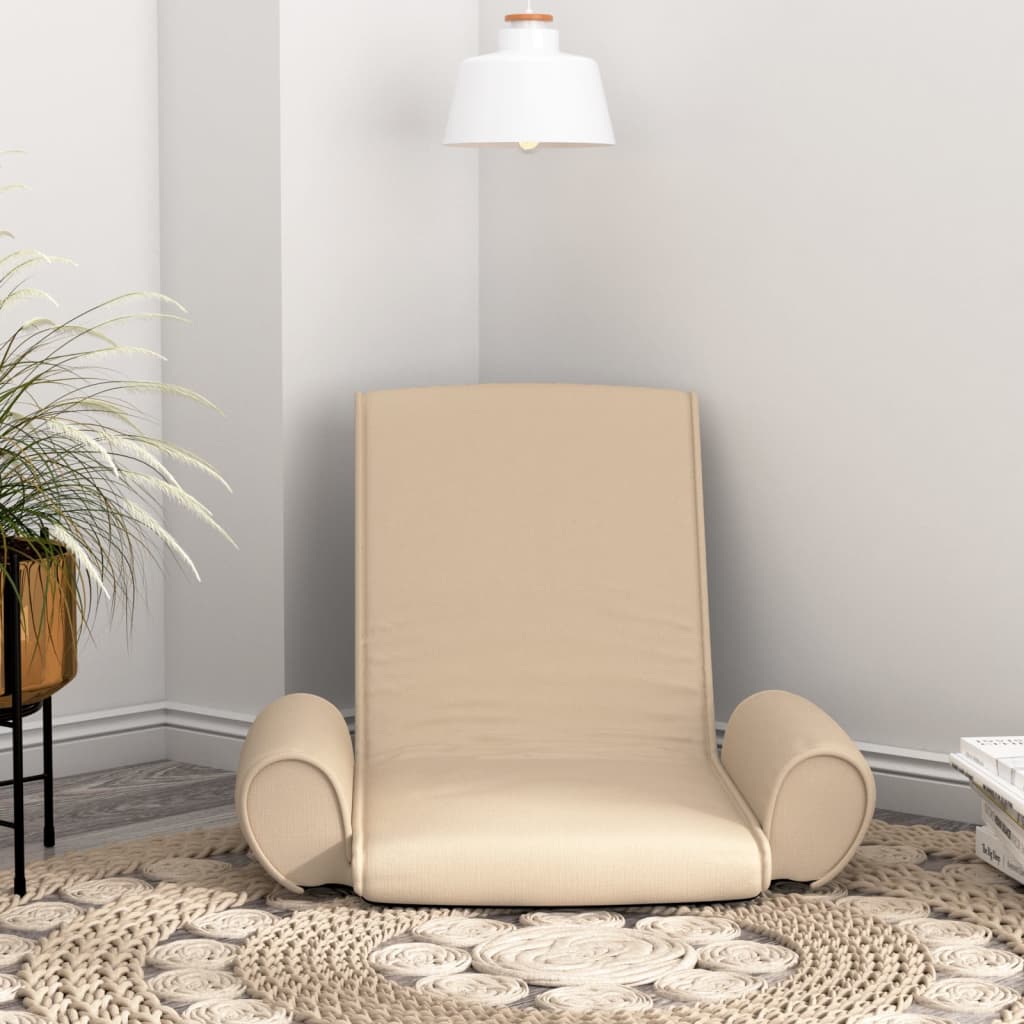 vidaXL Scaun de podea pliabil, crem, material textil vidaxl.ro