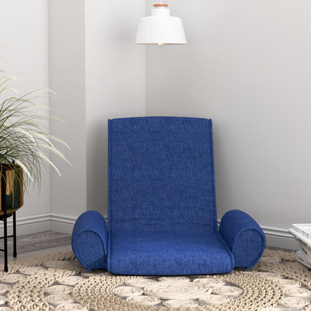 vidaXL Scaun de podea pliabil, albastru, material textil vidaXL imagine noua 2022