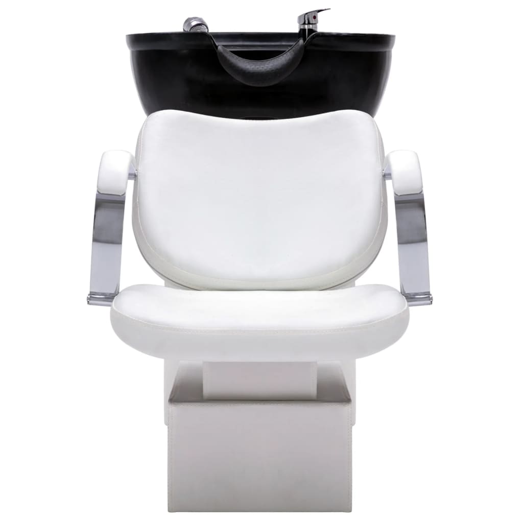 vidaXL Schamponeringsstol med tvättställ vit och svart 137x59x82 cm konstläder