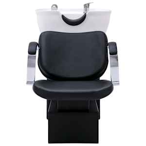 vidaXL frizieru krēsls ar izlietni, melns ar baltu, 137x59x82 cm