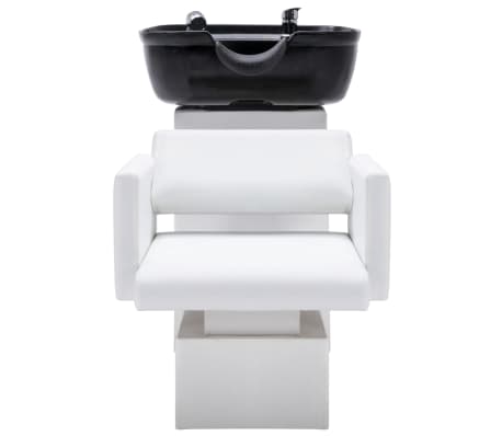 vidaXL Schamponeringsstol med handfat vit och svart 129x59x82 cm konstläder