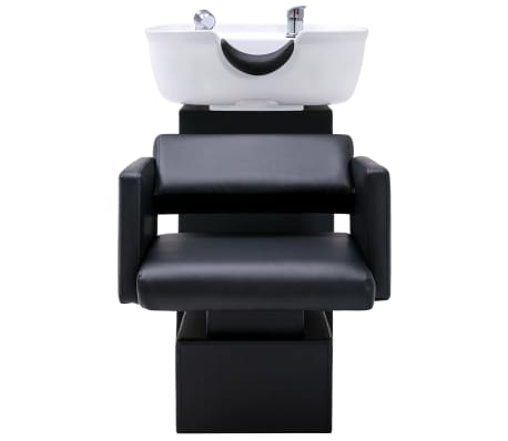 vidaXL Myjnia fryzjerska, fotel z umywalką, czarno-biała, 129x59x82 cm