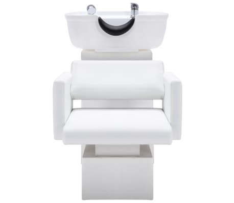 vidaXL Salonski stol z umivalnikom bel 129x59x82 cm umetno usnje