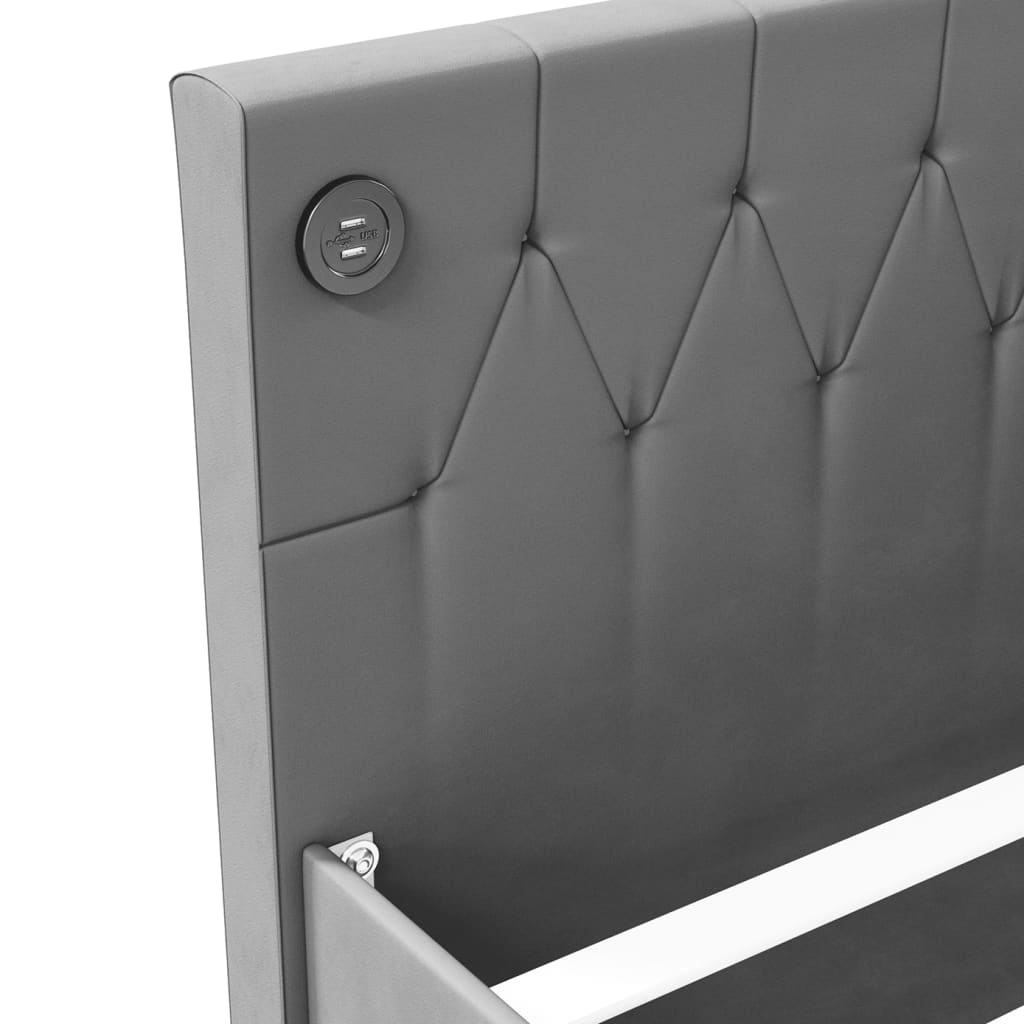 Дневно легло, USB, светлосиво кадифе, 90х200 см