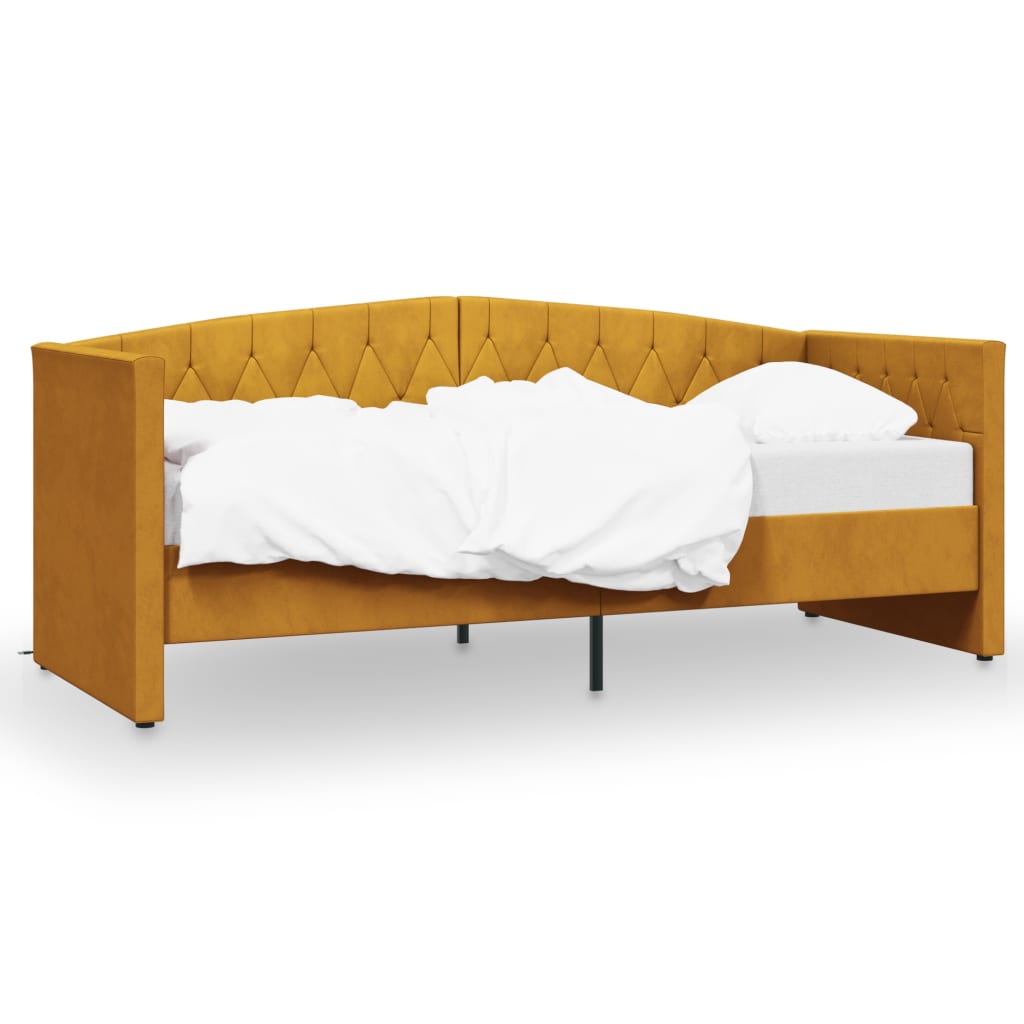 Rama łóżka z USB, brązowa, obita aksamitem, 90x200 cm