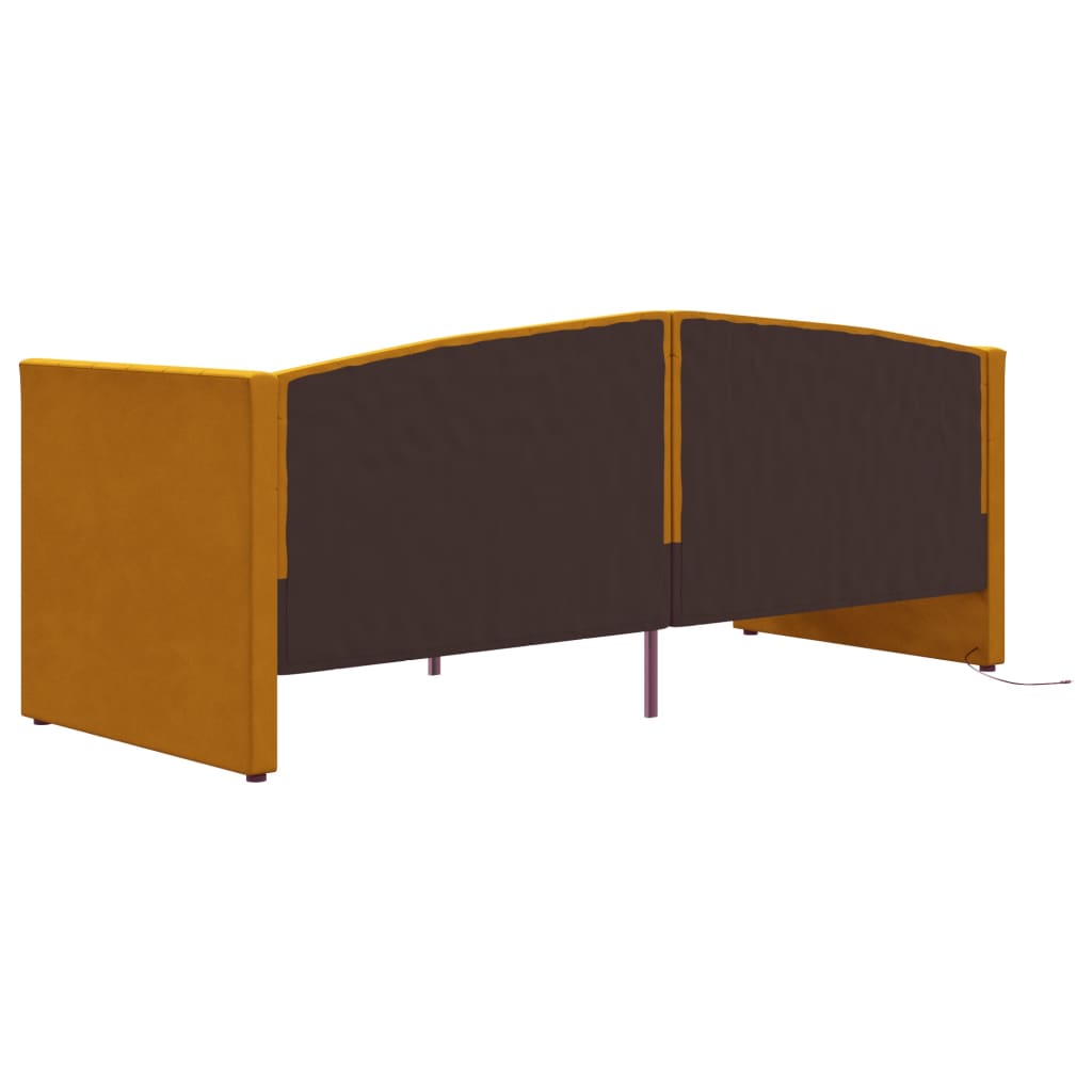 Rama łóżka z USB, brązowa, obita aksamitem, 90x200 cm