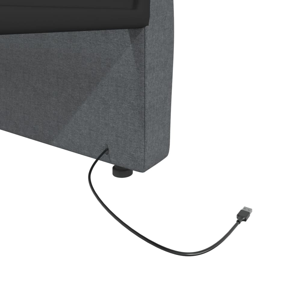 Дневно легло, USB, тъмносиво, текстил, 90х200 см