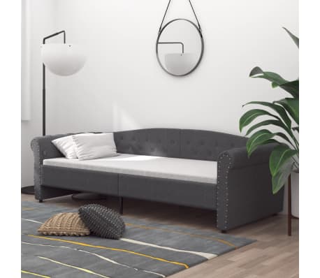 vidaXL Καναπές Κρεβάτι με Έξοδο USB Σκούρο Γκρι 90x200 εκ. Υφασμάτινος