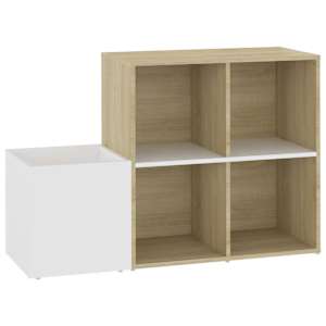 vidaXL jalatsiriiul, valge, Sonoma tamm 105x35.5x70 cm, tehispuit