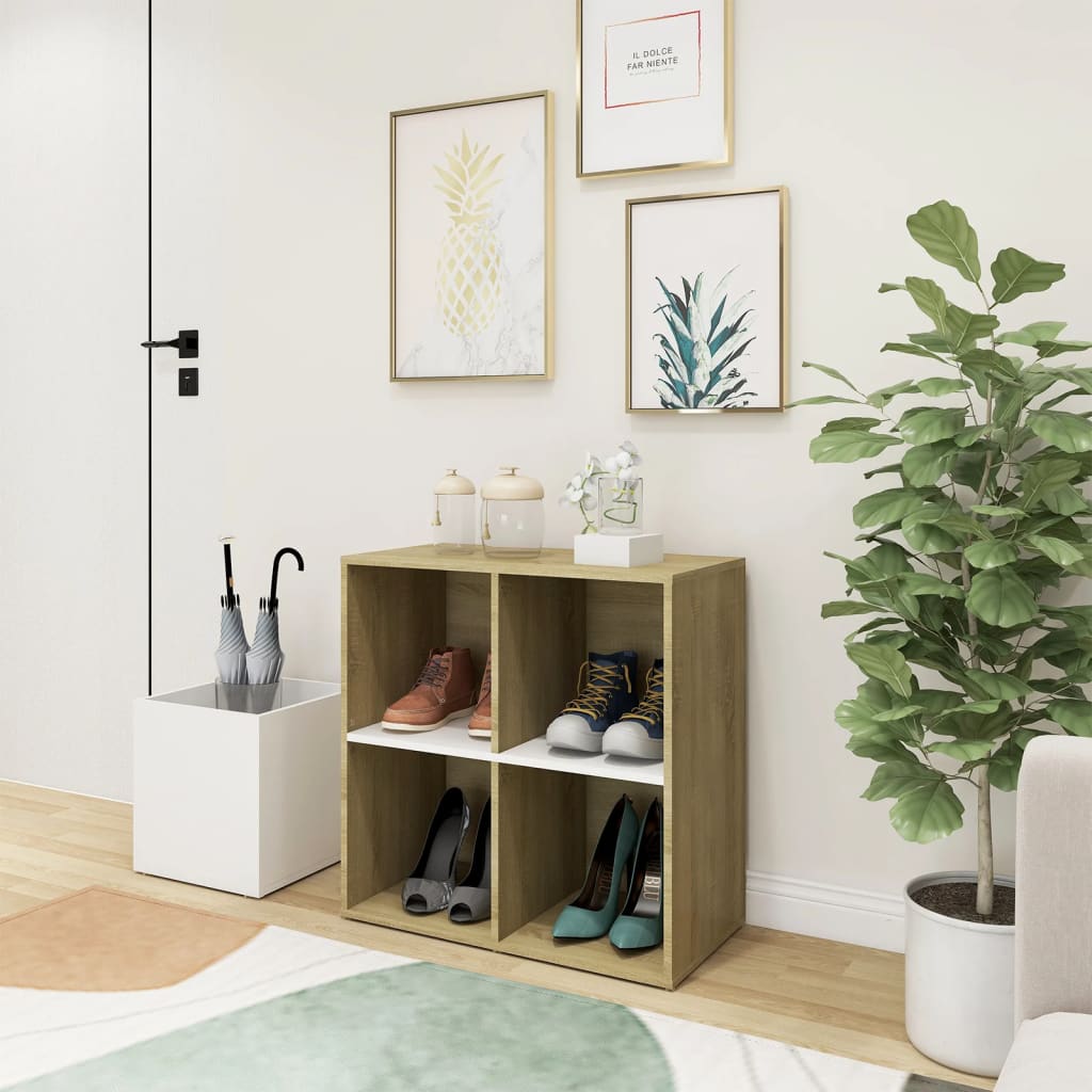 vidaXL Szafka na buty, kolor biel i d�b sonoma, 105x35,5x70 cm