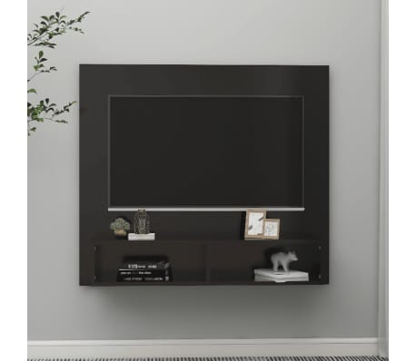 vidaXL Nástenná TV skrinka čierna 102x23,5x90 cm drevotrieska