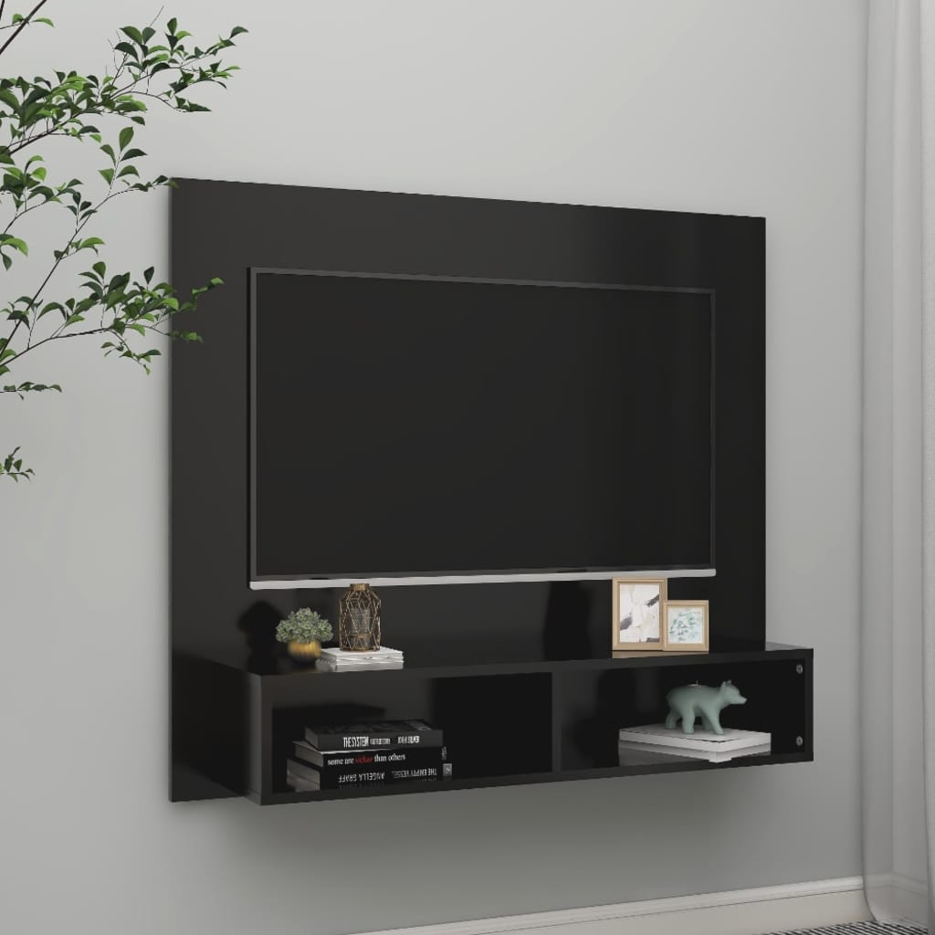 vidaXL Dulap TV montat pe perete, negru, 102x23,5x90 cm, PAL