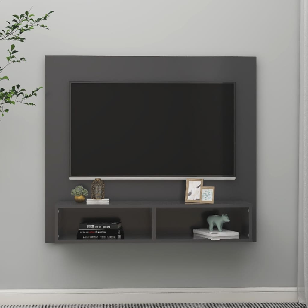 vidaXL Szafka ścienna pod TV, szara, 102 x 23,5 x 90 cm, płyta wiórowa