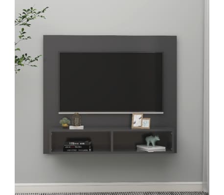 vidaXL Väggmonterat tv-skåp grå 102x23,5x90 cm konstruerat trä