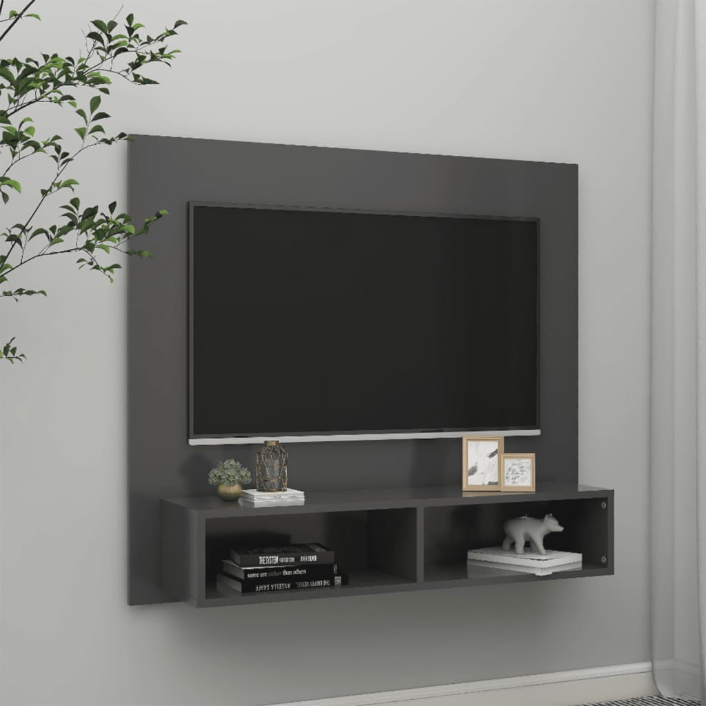 vidaXL TV-taso seinälle harmaa 102×23,5×90 cm lastulevy