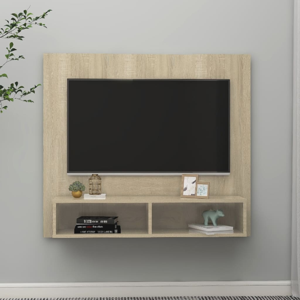 vidaXL Veggmontert TV-benk sonoma eik 102x23,5x90 cm sponplate