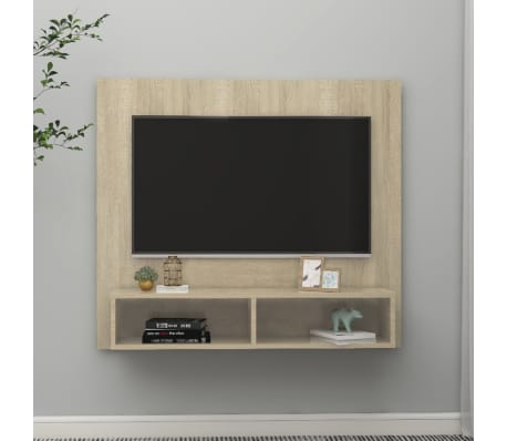 vidaXL Veggmontert TV-benk sonoma eik 102x23,5x90 cm sponplate