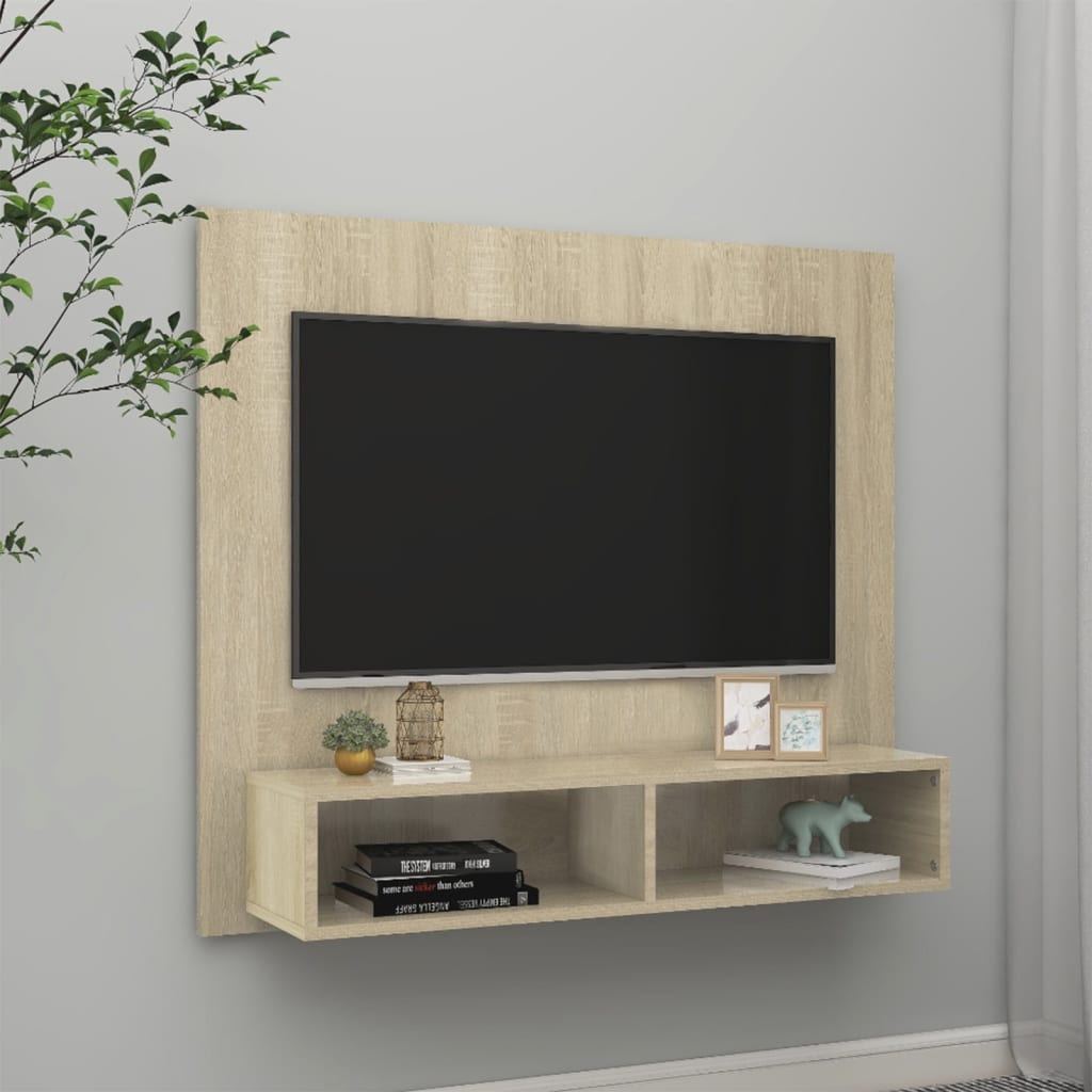 vidaXL TV-taso seinälle Sonoma-tammi 102×23,5×90 cm lastulevy