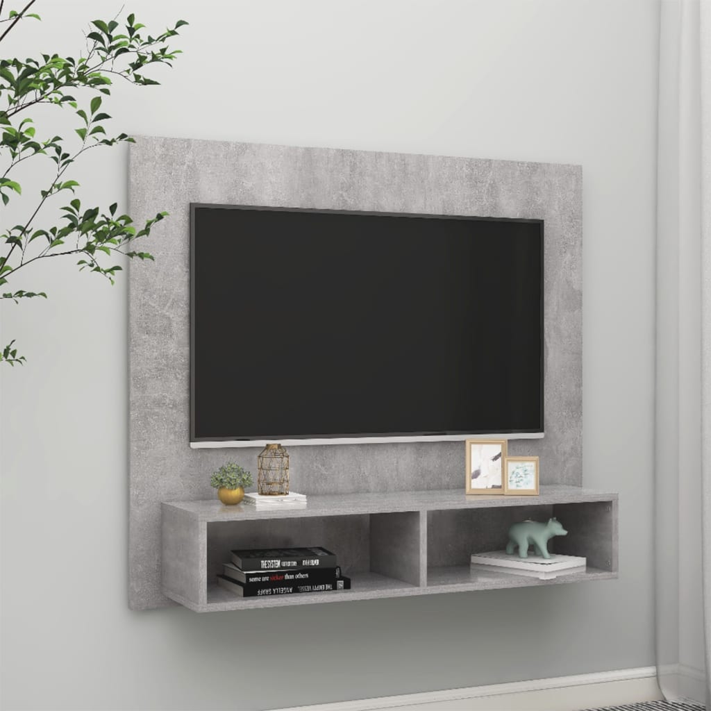 vidaXL TV-taso seinälle betoninharmaa 102×23,5×90 cm lastulevy