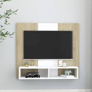 vidaXL Sieninė TV spintelė, balta/ąžuolo, 102x23,5x90cm, mediena