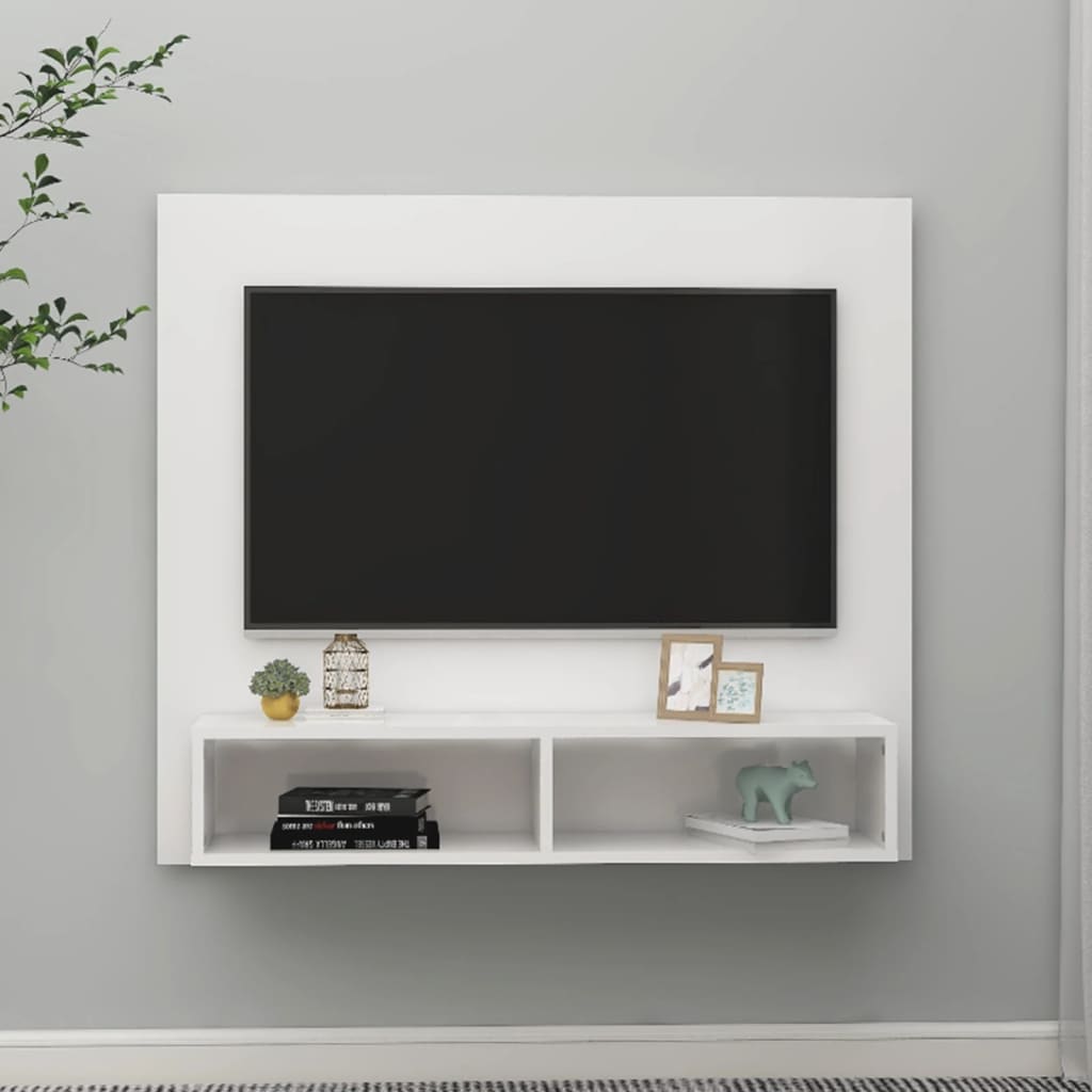 vidaXL Mobile TV a Muro Bianco Lucido 102x23,5x90 cm Legno Multistrato
