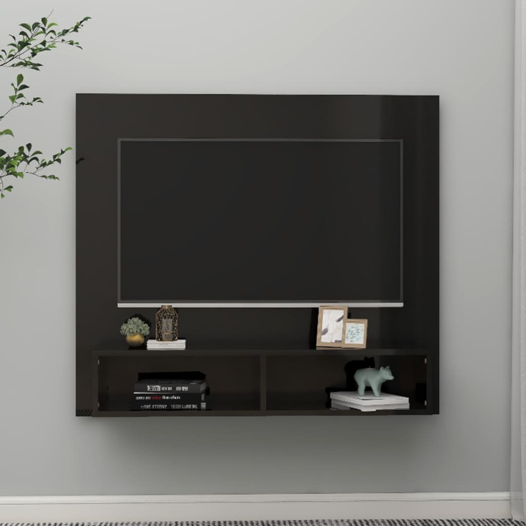 

vidaXL Tv-wandmeubel 102x23,5x90 cm spaanplaat hoogglans zwart