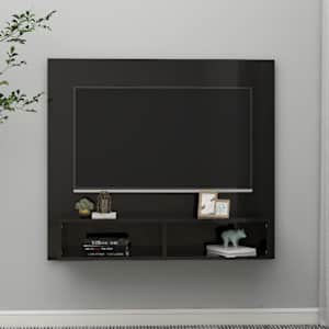 vidaXL Veggmontert TV-benk høyglans svart 102x23,5x90cm konstruert tre
