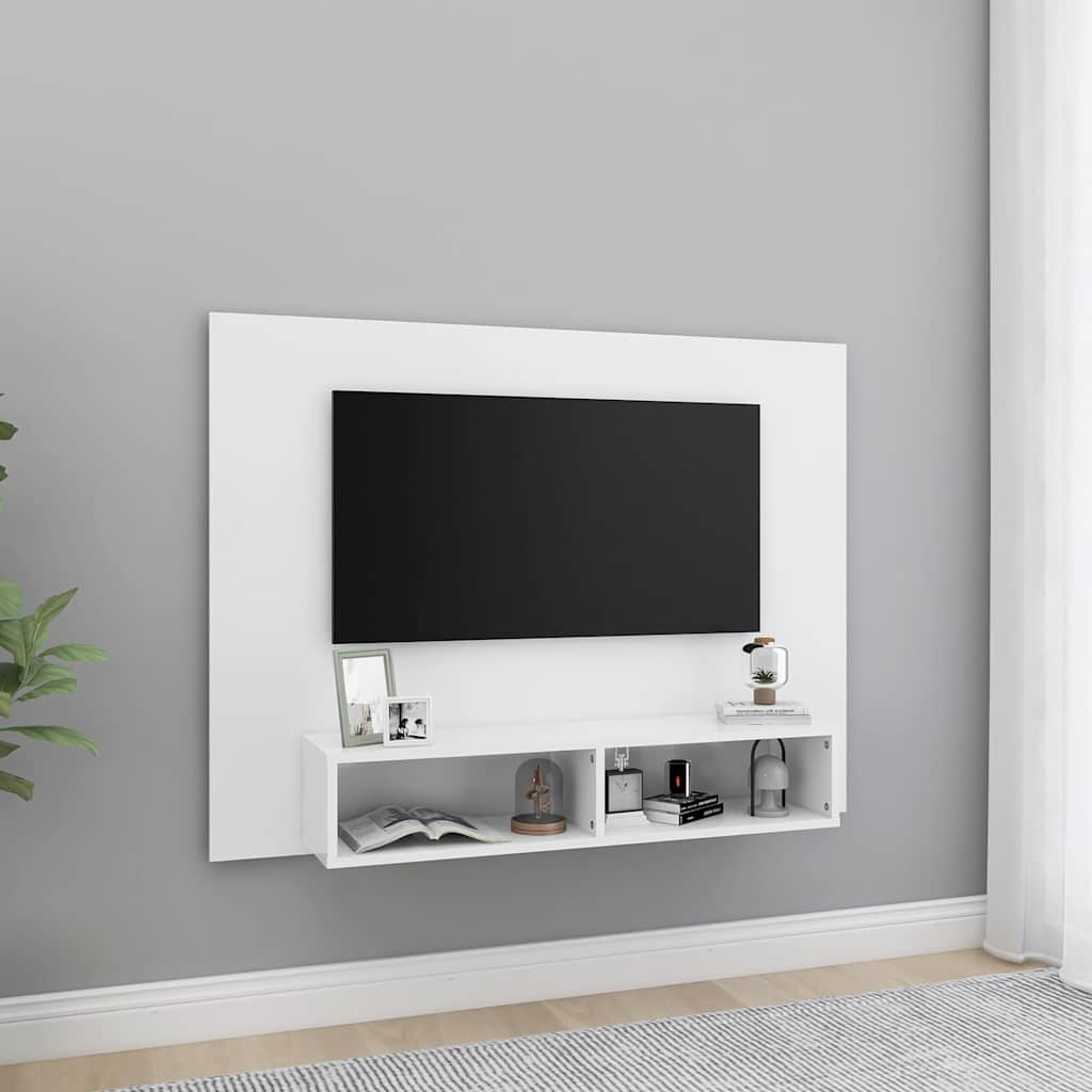 vidaXL Wisz�ca szafka pod TV, bia�a, 120x23,5x90 cm