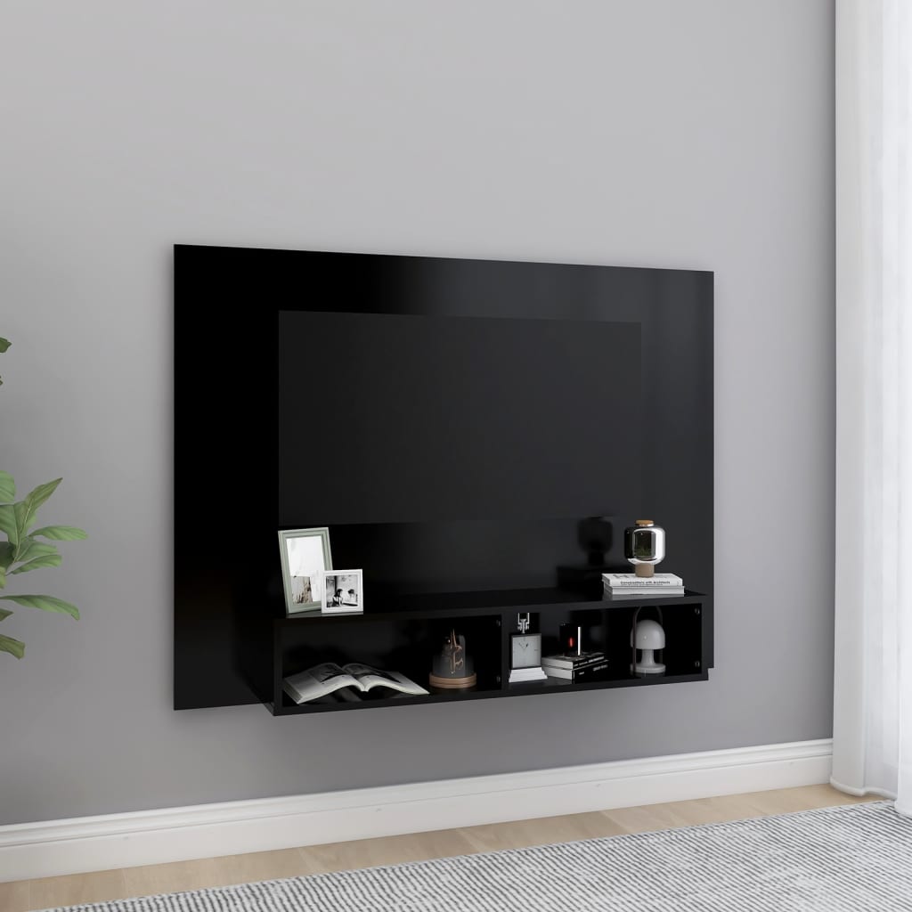 vidaXL TV-taso seinälle musta 120×23,5×90 cm lastulevy