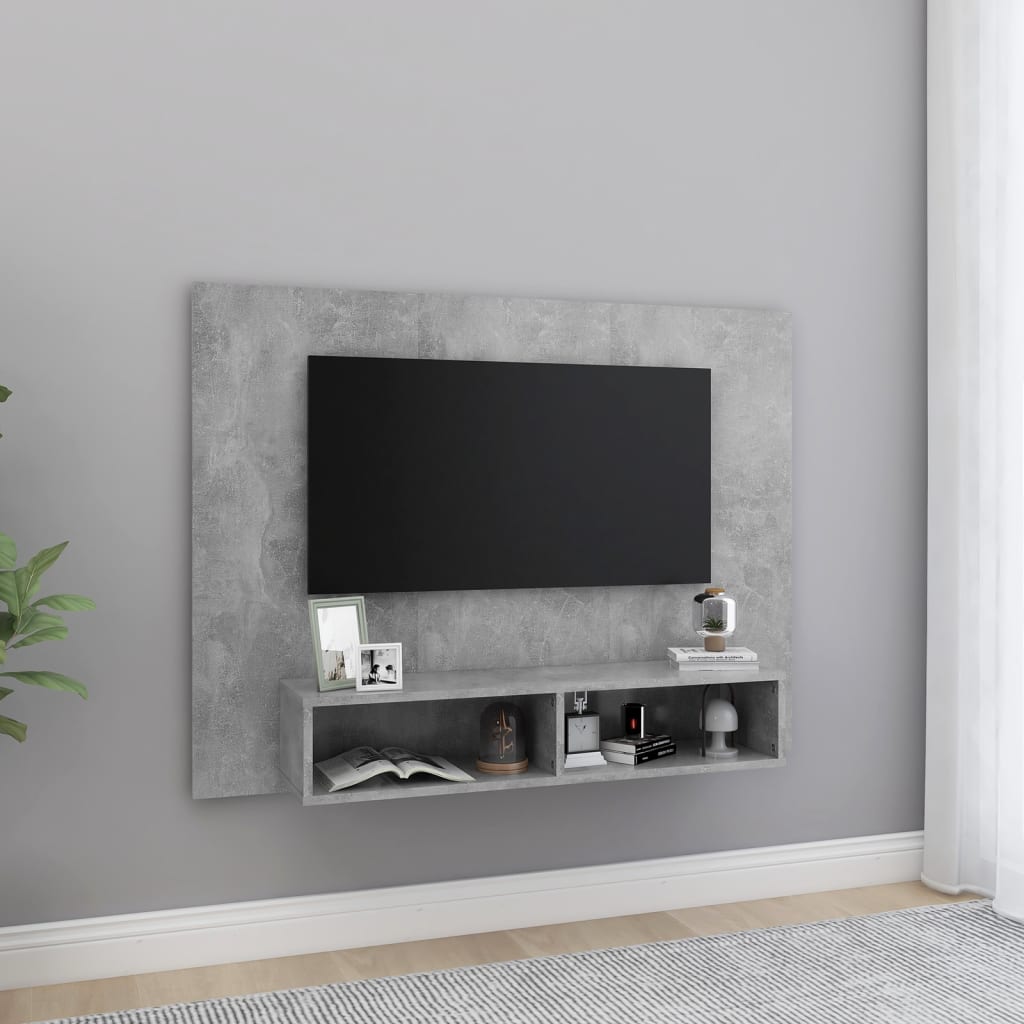 vidaXL Comodă TV de perete, gri beton, 120x23,5x90 cm, PAL