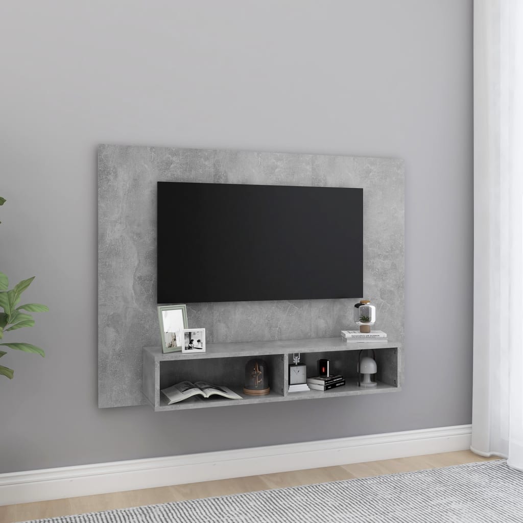 vidaXL Wisz�ca szafka pod TV, szaro�� betonu, 120x23,5x90 cm