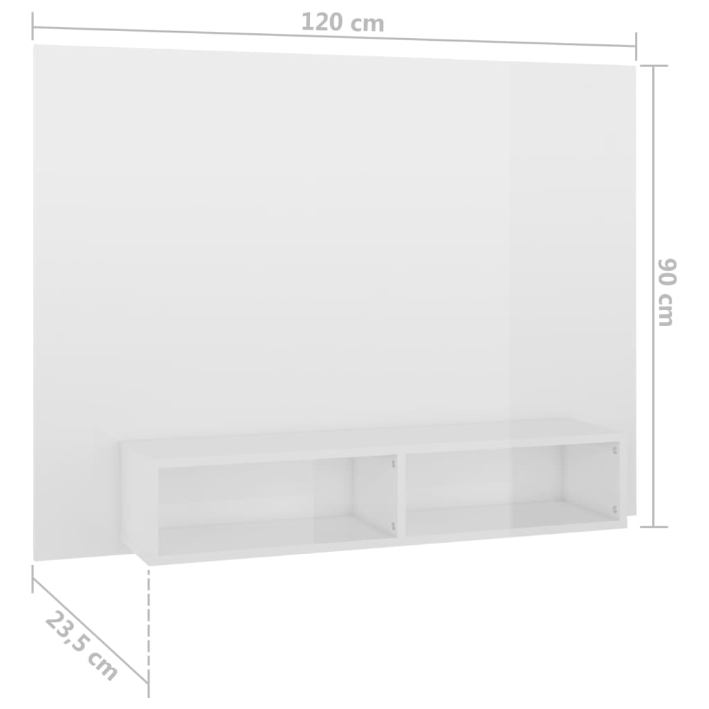 TV-Wandschrank Hochglanz-Weiß 120×23,5×90 cm Spanplatte