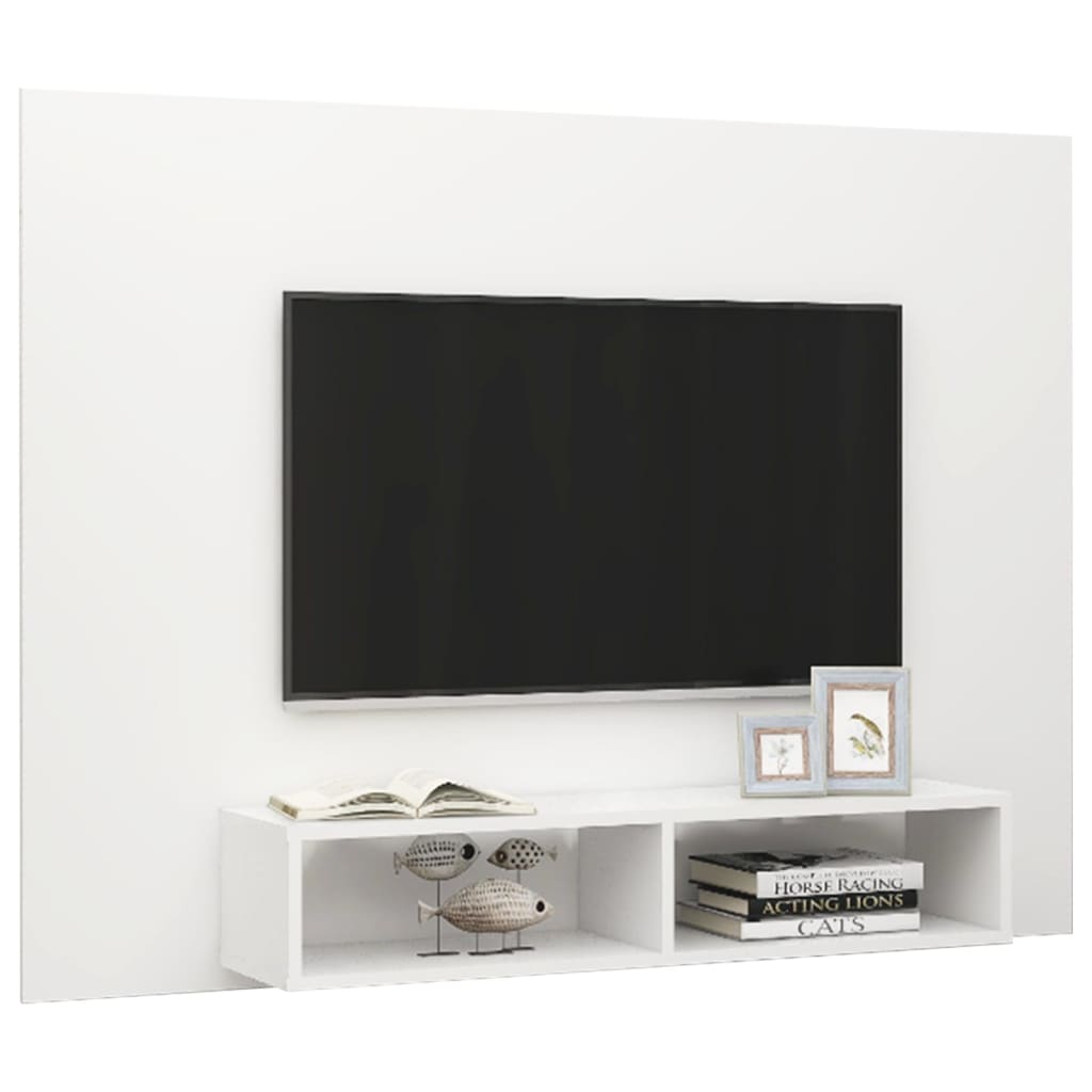 Meuble TV mural Blanc 135×23,5×90 cm Aggloméré | meublestv.fr 5
