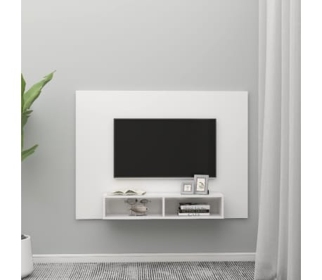 vidaXL Armário de parede para TV 135x23,5x90 cm contraplacado branco