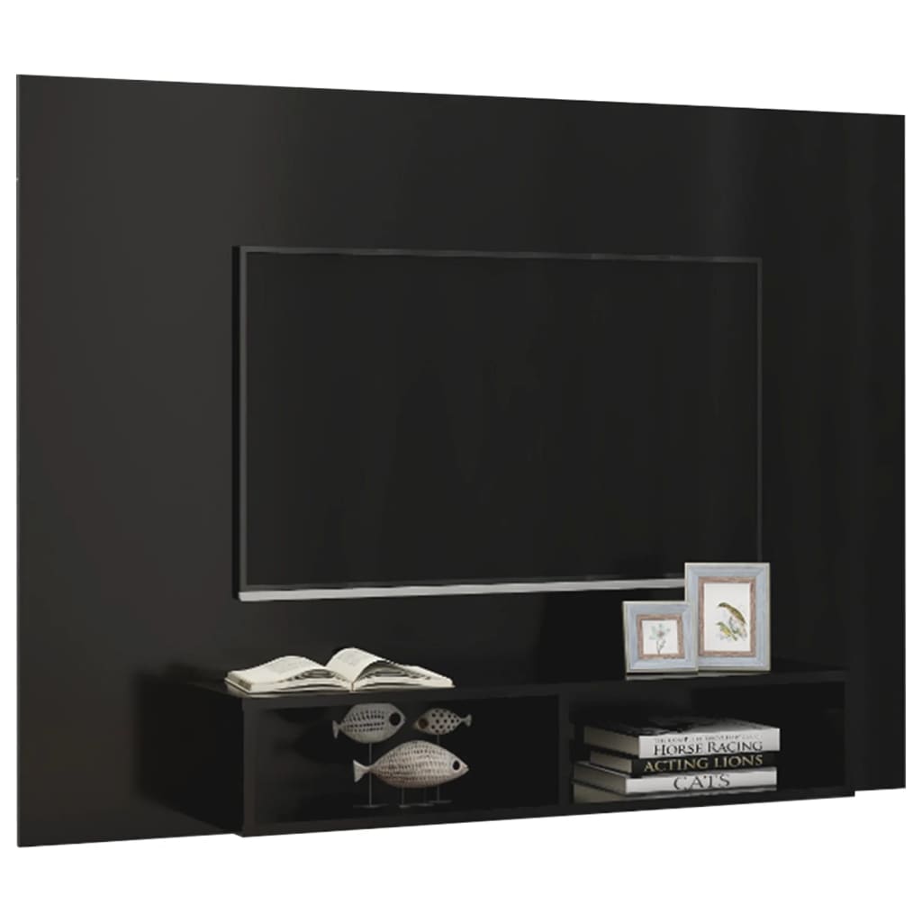 Meuble TV mural Noir 135×23,5×90 cm Aggloméré | meublestv.fr 5