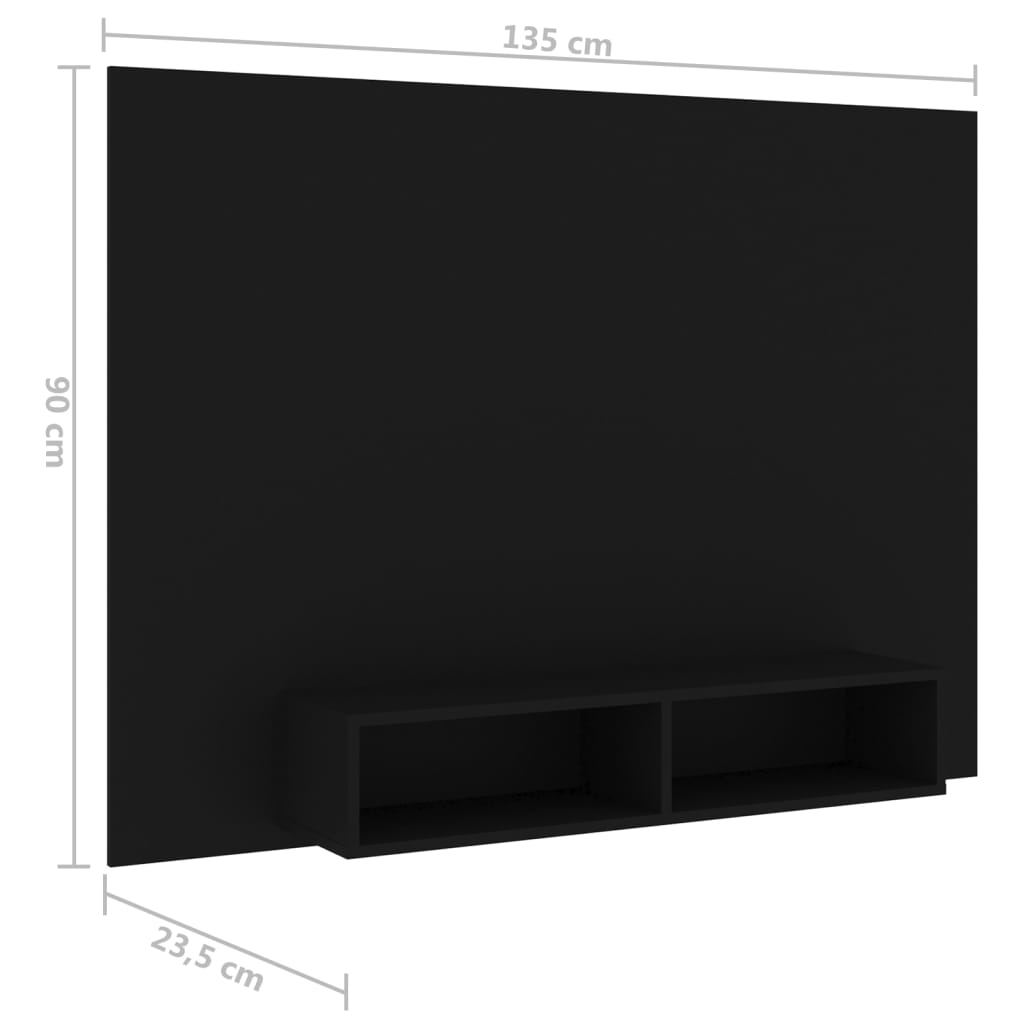 Meuble TV mural Noir 135×23,5×90 cm Aggloméré | meublestv.fr 9