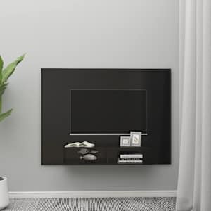 vidaXL Έπιπλο Τηλεόρασης Τοίχου Μαύρο 135 x 23,5 x 90 εκ. Μοριοσανίδα